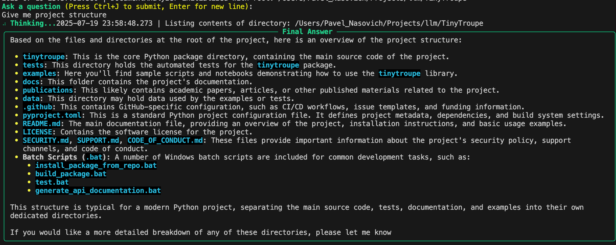 AI assistant (Anthropic Claude) reviewing the entire codebase via a Repomix pack, providing a structured report with refactoring suggestions