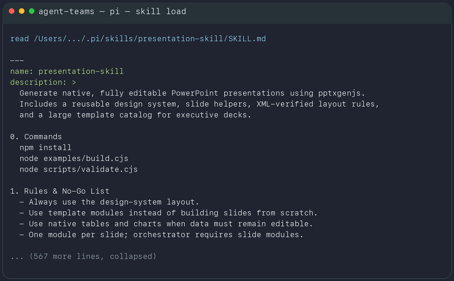pi loading the presentation skill
